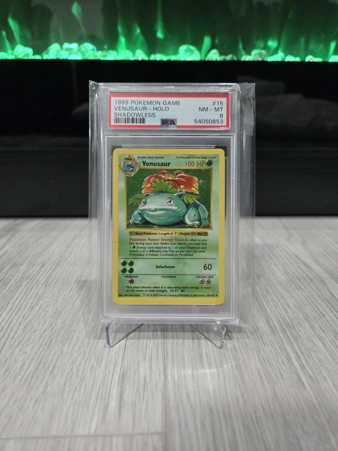 Pokemon 1999 Base Set Shadowless Venusaur PSA 8