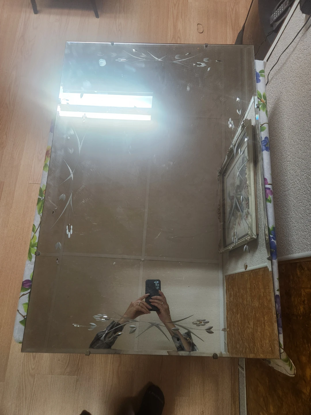 Beveled Etched Floral Pattern Mirror - photo 5