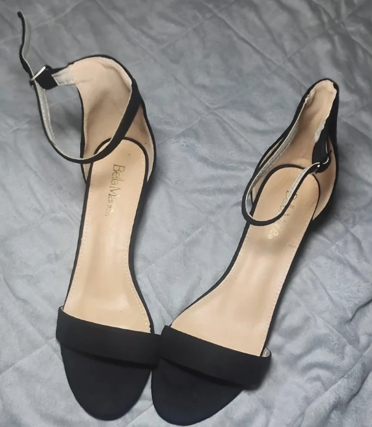 Bella Marie Black Block Heel Sandals