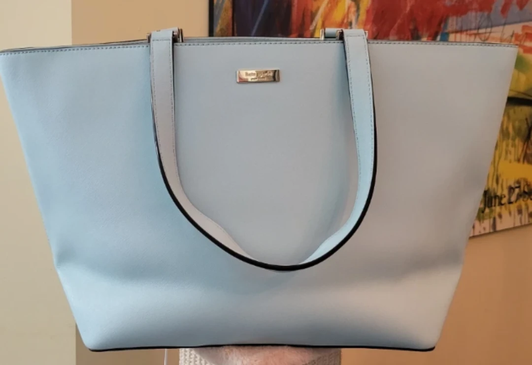 Kate Spade New York Baby Blue Leather Tote Bag