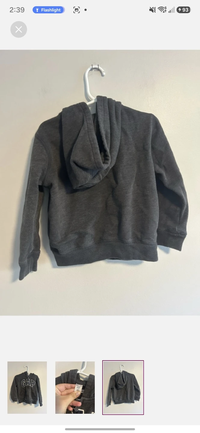 Baby Gap Charcoal Zip Up Hoodie Size 4 - photo 3
