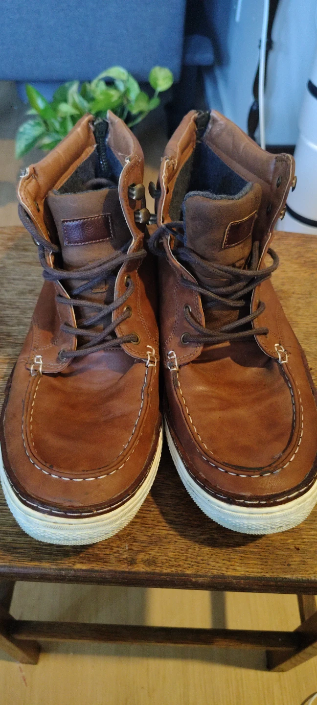 Brown Leather High-Top Boots