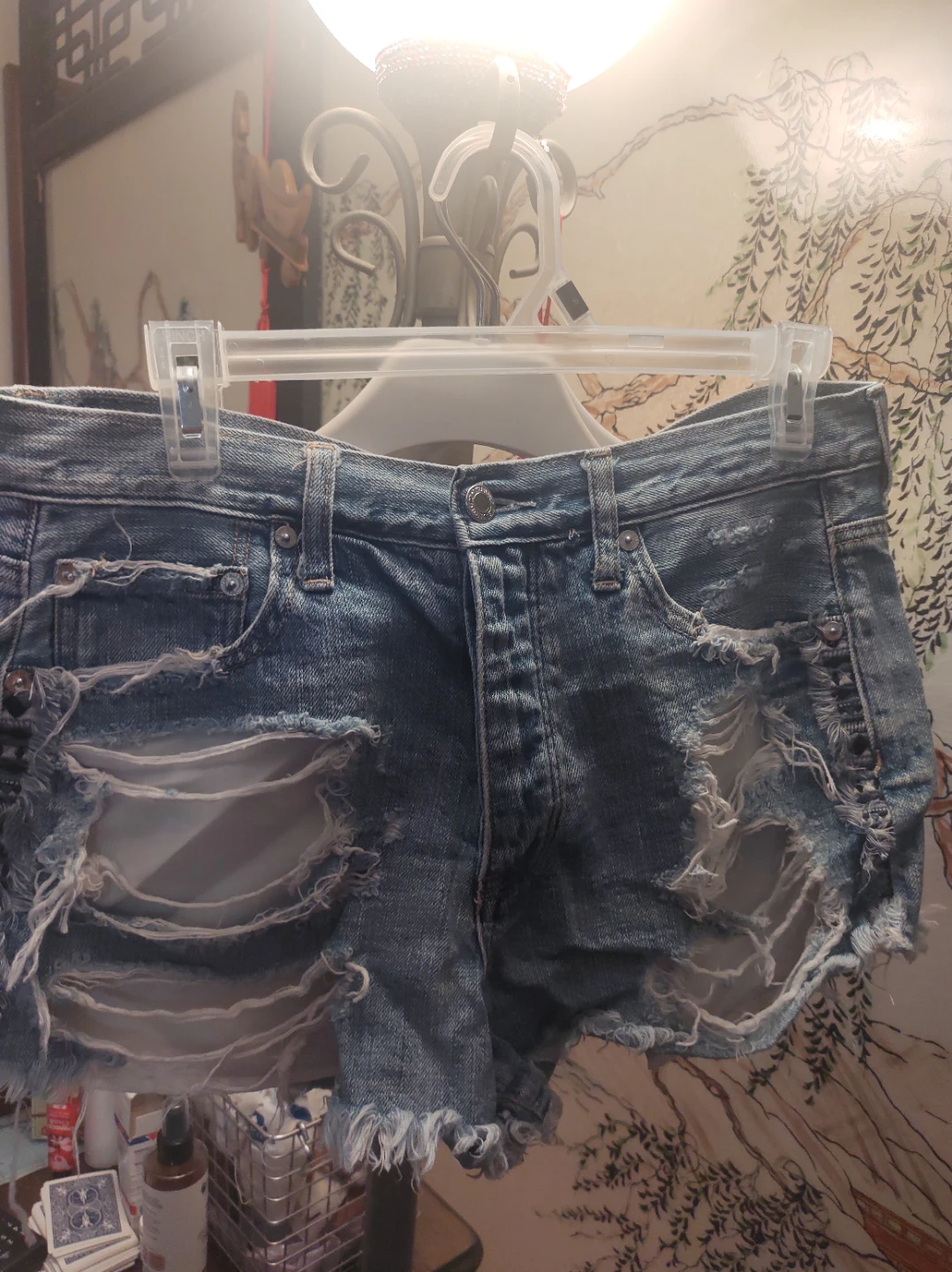 Distressed Denim Cutoff Shorts