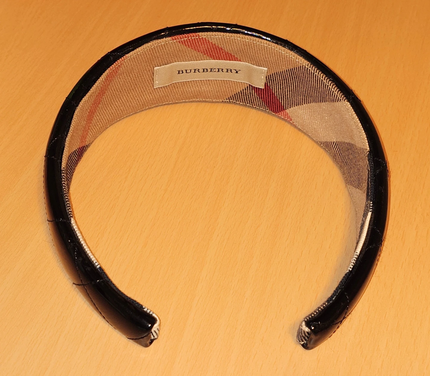 Authentic Burberry Black Quilted Patent Headband