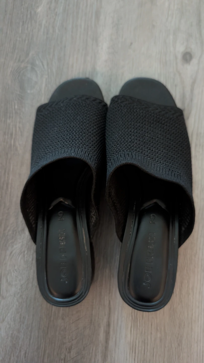 JOE FRESH Black Knit Block Heel Mules Size 9