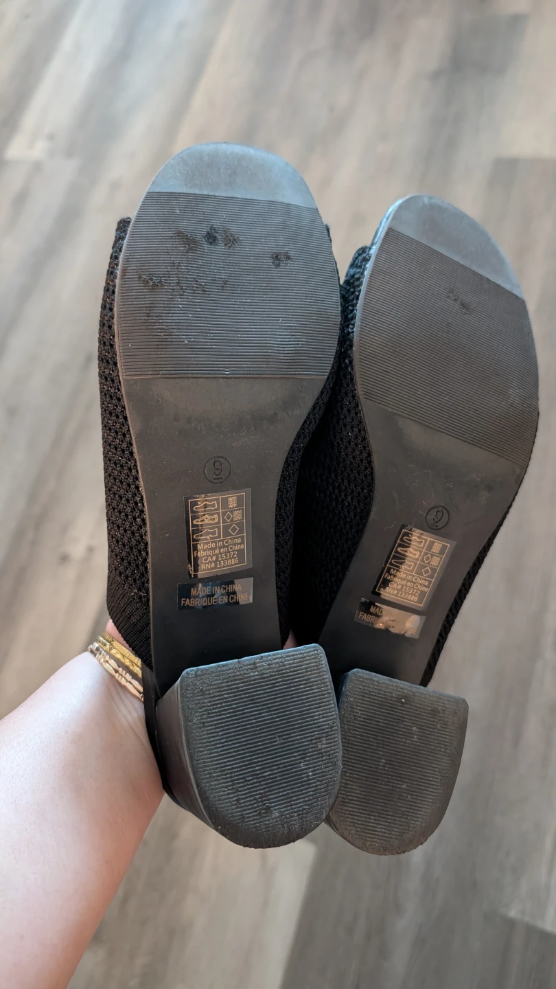 JOE FRESH Black Knit Block Heel Mules Size 9 - photo 2