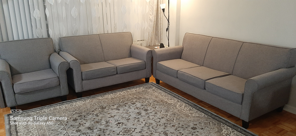Grey Fabric Sofa Set