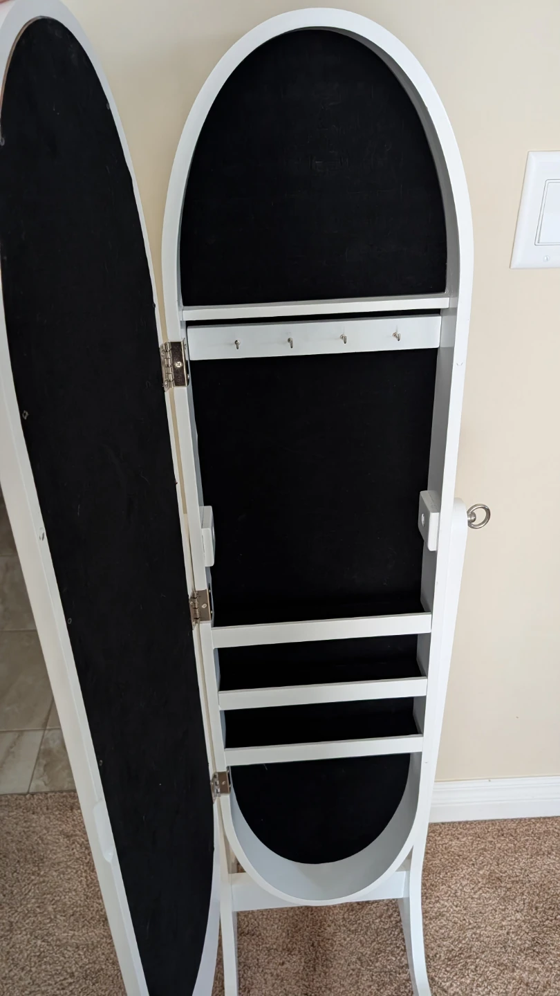 White Jewellery Cabinet with Mirror - photo 2