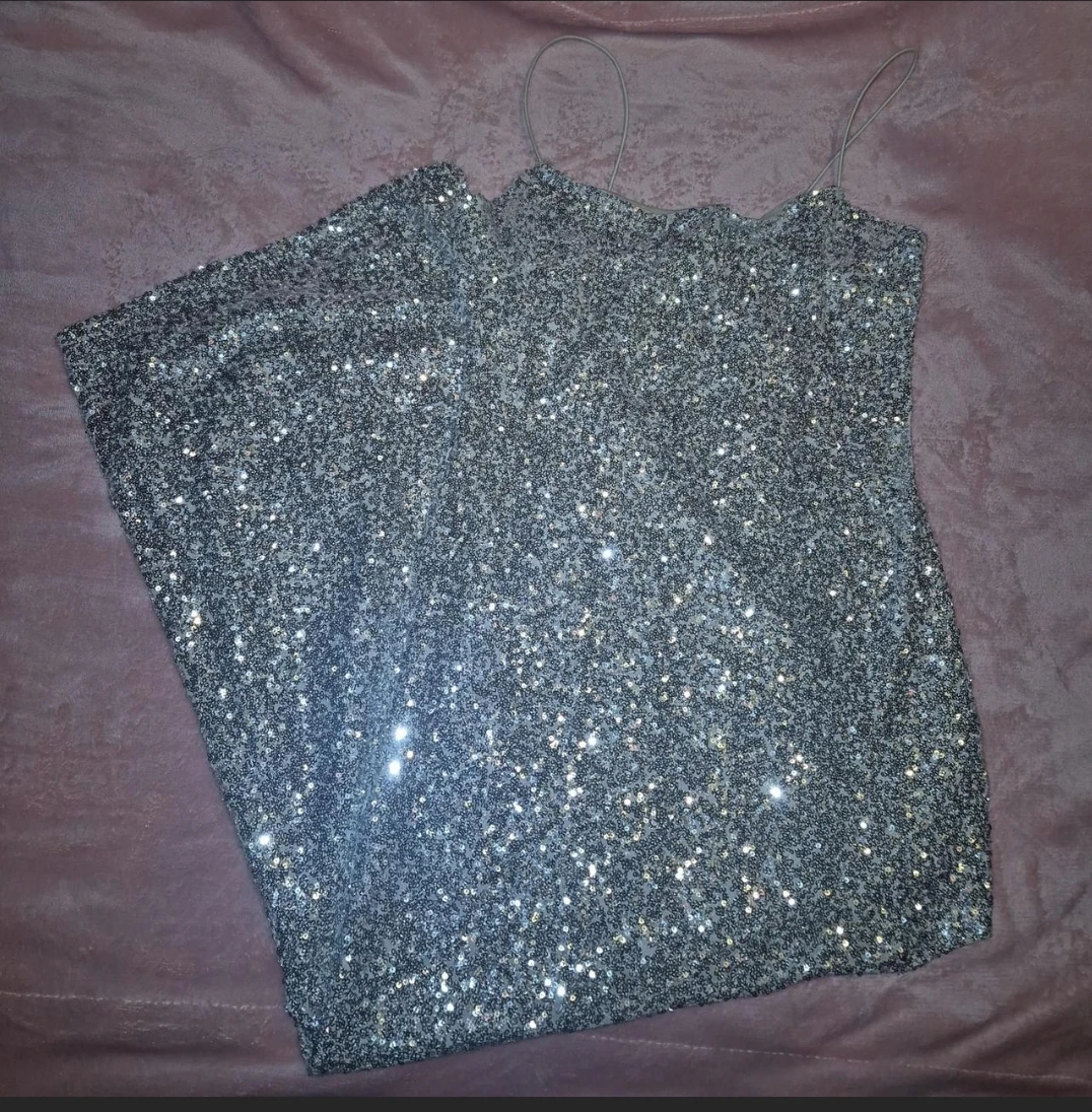 Thirty/Thirty Sequin Slip Dress - Silver, Size L