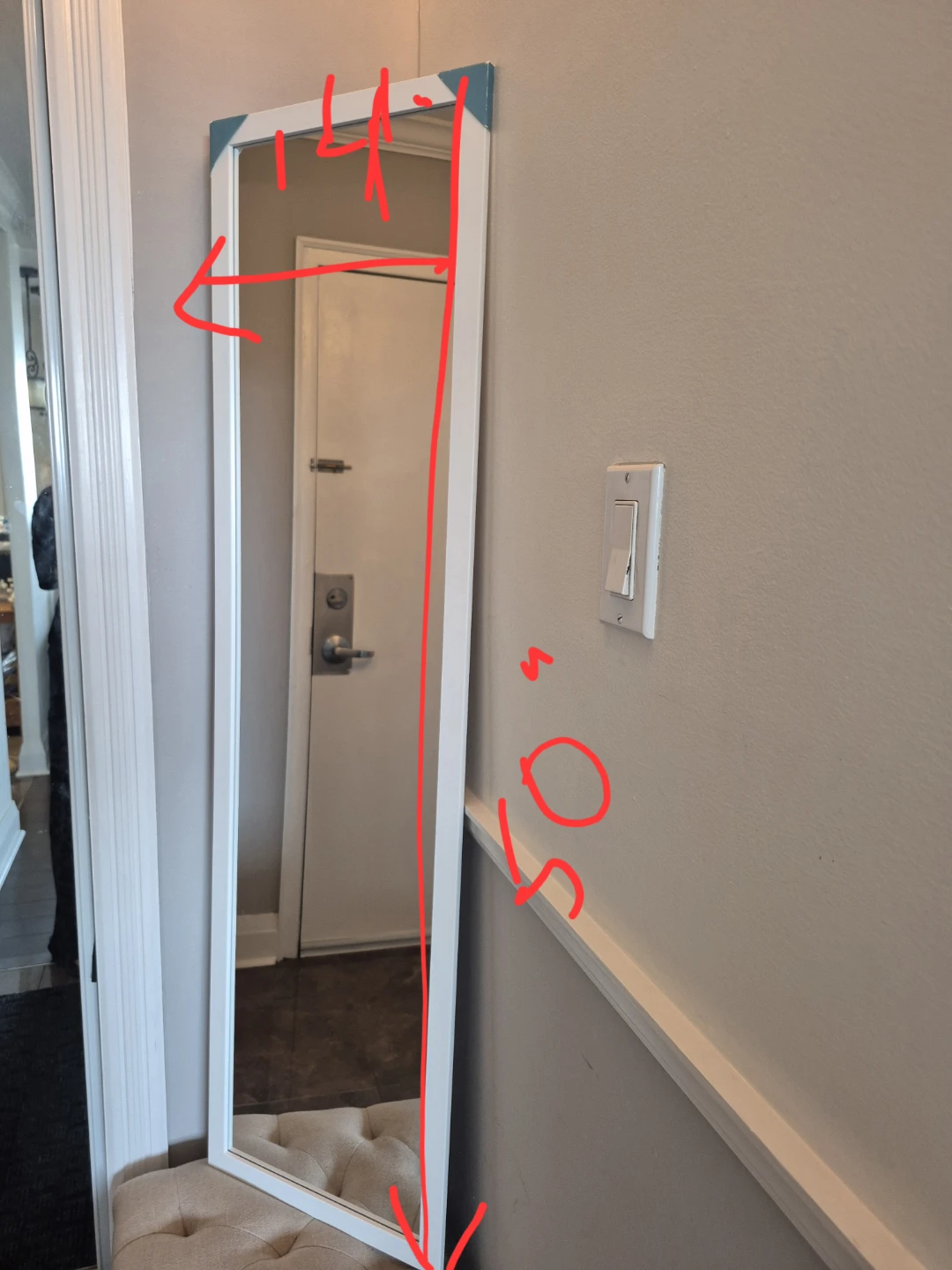 White Full-Length Wall Mirror 14x50 - photo 3