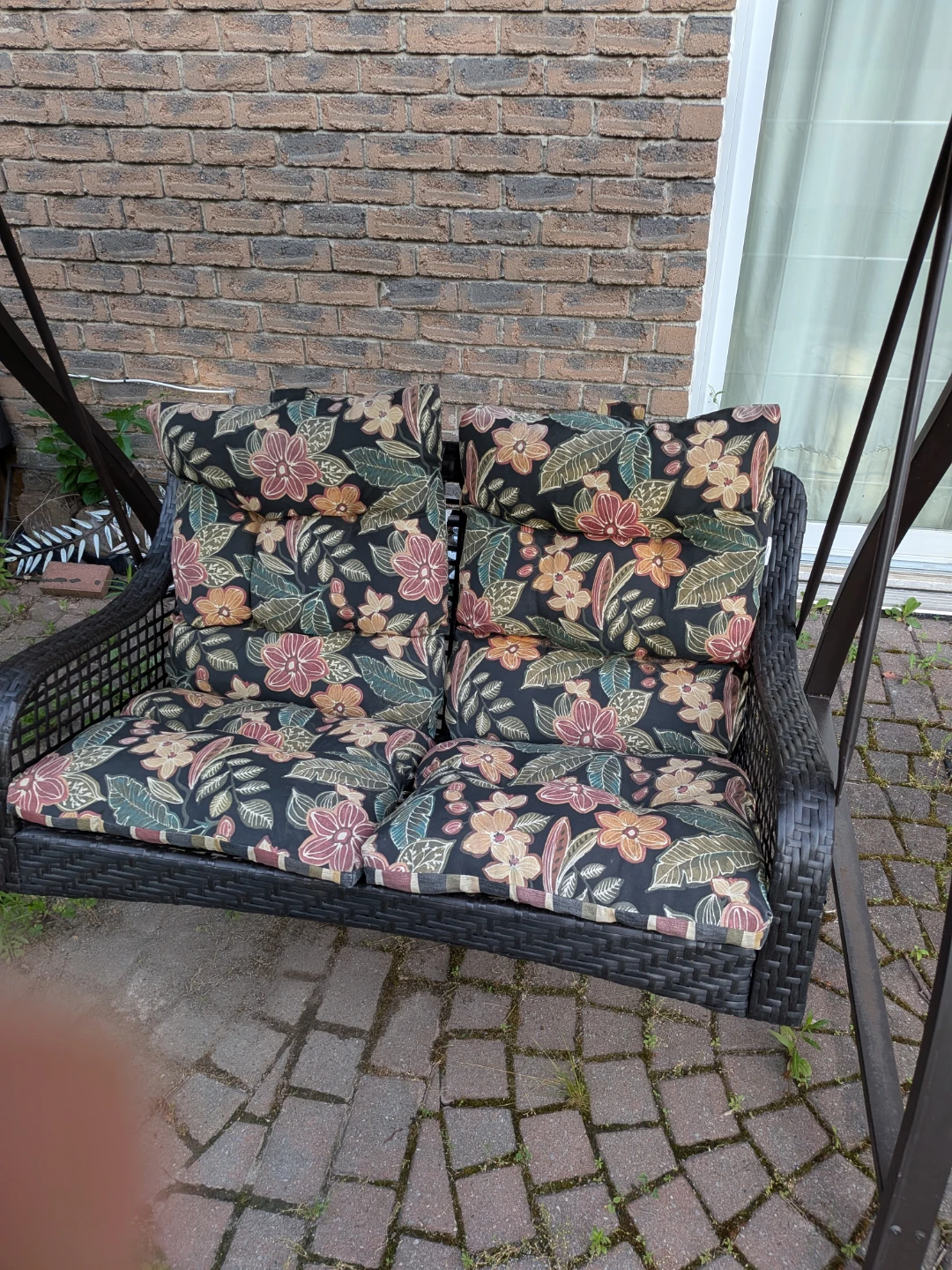 Wicker Patio Swing with Canopy and Cushions - photo 4
