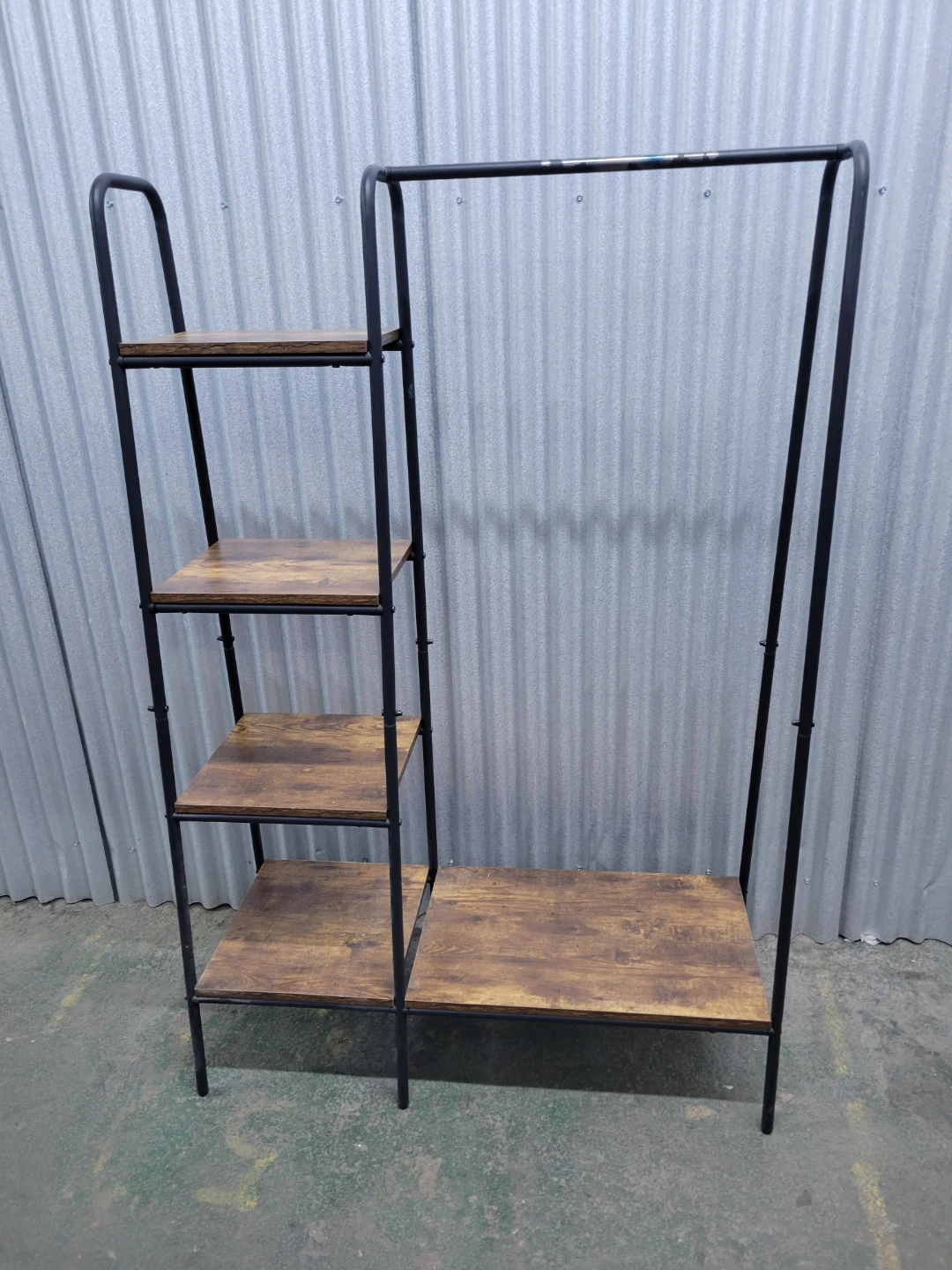 Industrial Style Garment Rack with Shelves