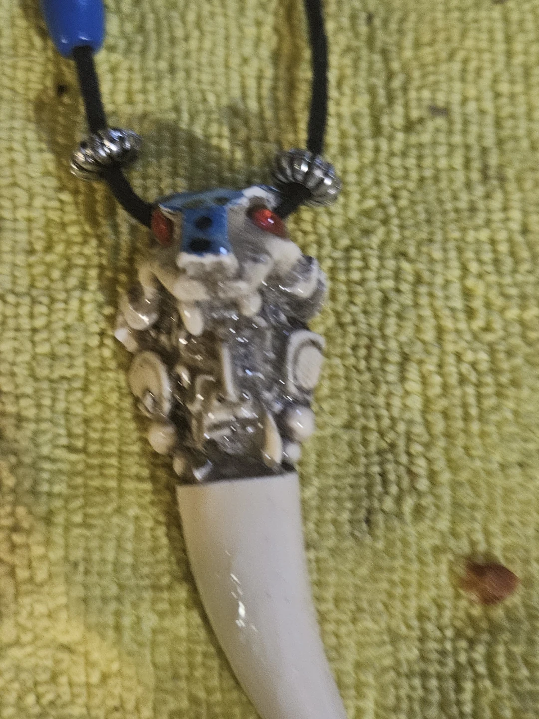 Tooth Pendant Necklace with Blue Bead - photo 4