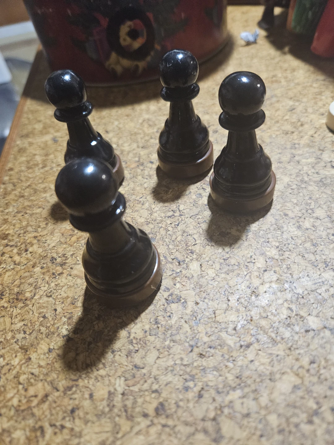 Black and Brown Wooden Chess Pawns (4 pcs) - photo 2
