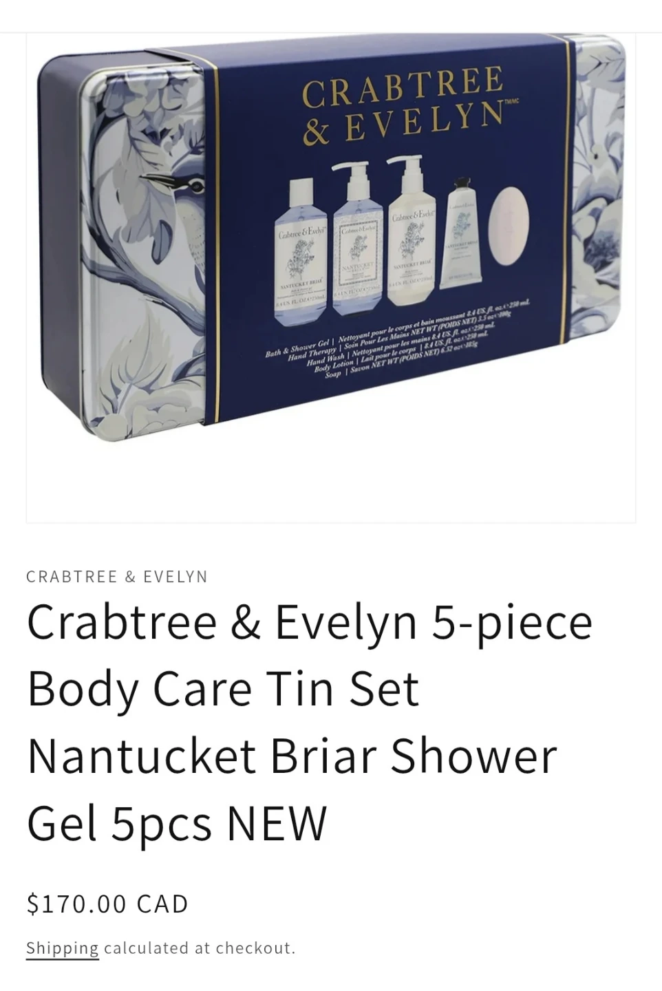Crabtree & Evelyn Nantucket Briar 6-Piece Body Care Tin Set - photo 5