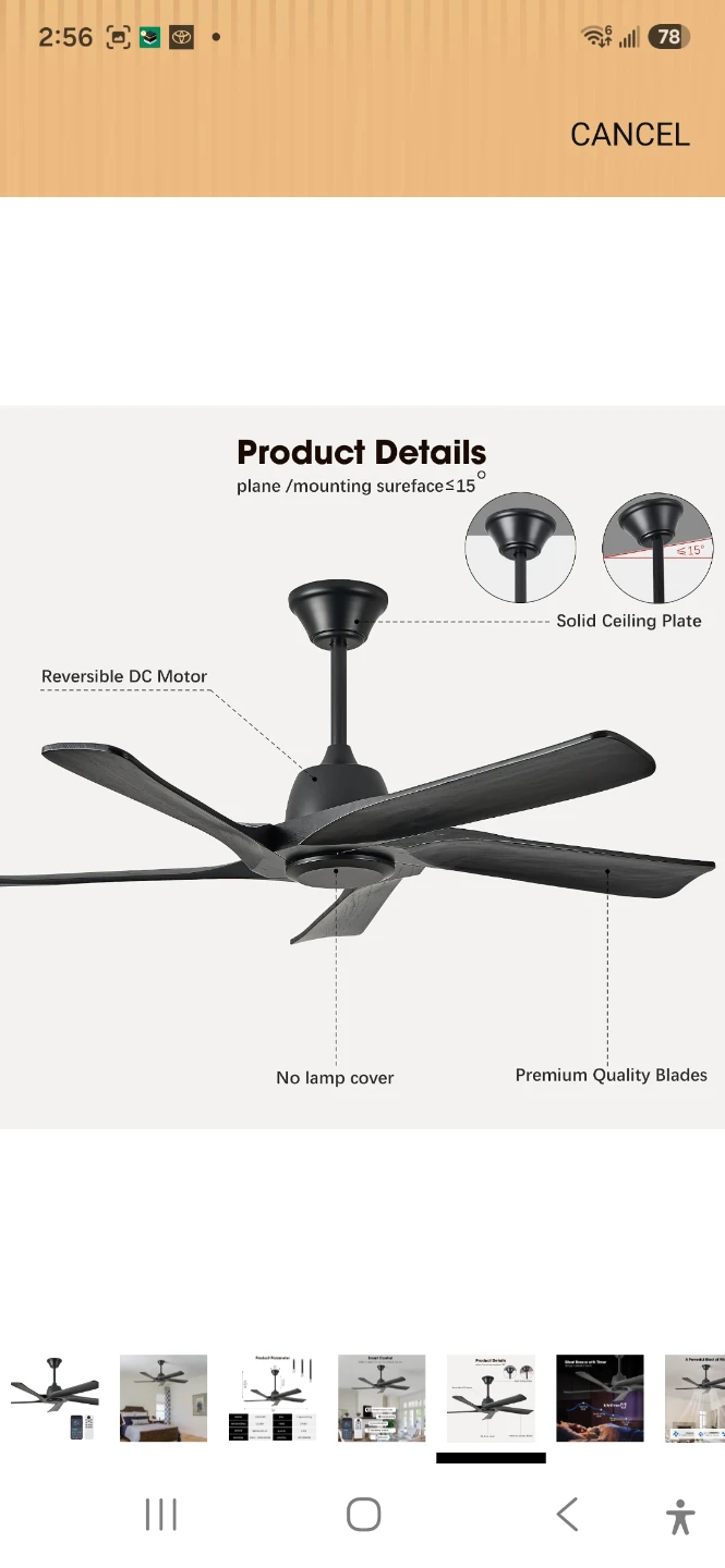 LVYEAYOU Black 52-inch Reversible DC Motor Ceiling Fan - photo 2