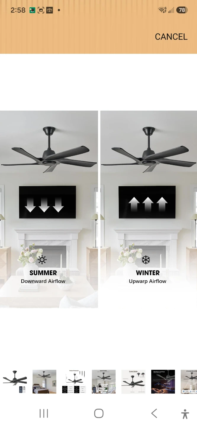 LVYEAYOU Black 52-inch Reversible DC Motor Ceiling Fan - photo 5
