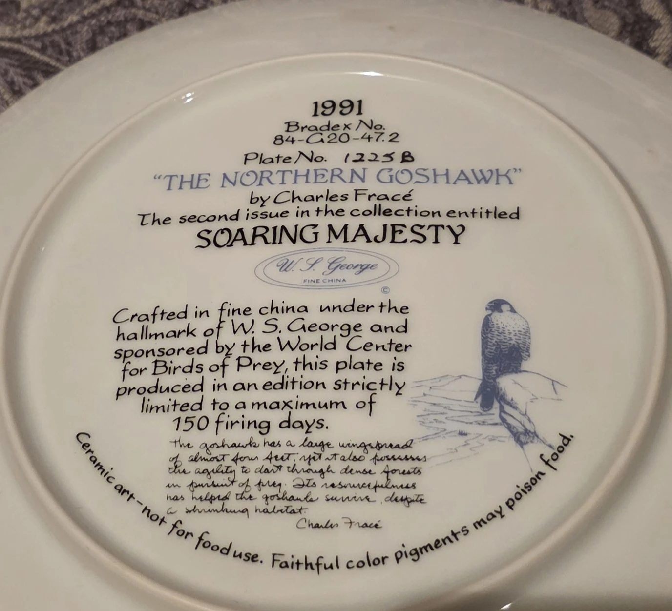 The Northern Goshawk Collector Plate by Charles Fracé - photo 2