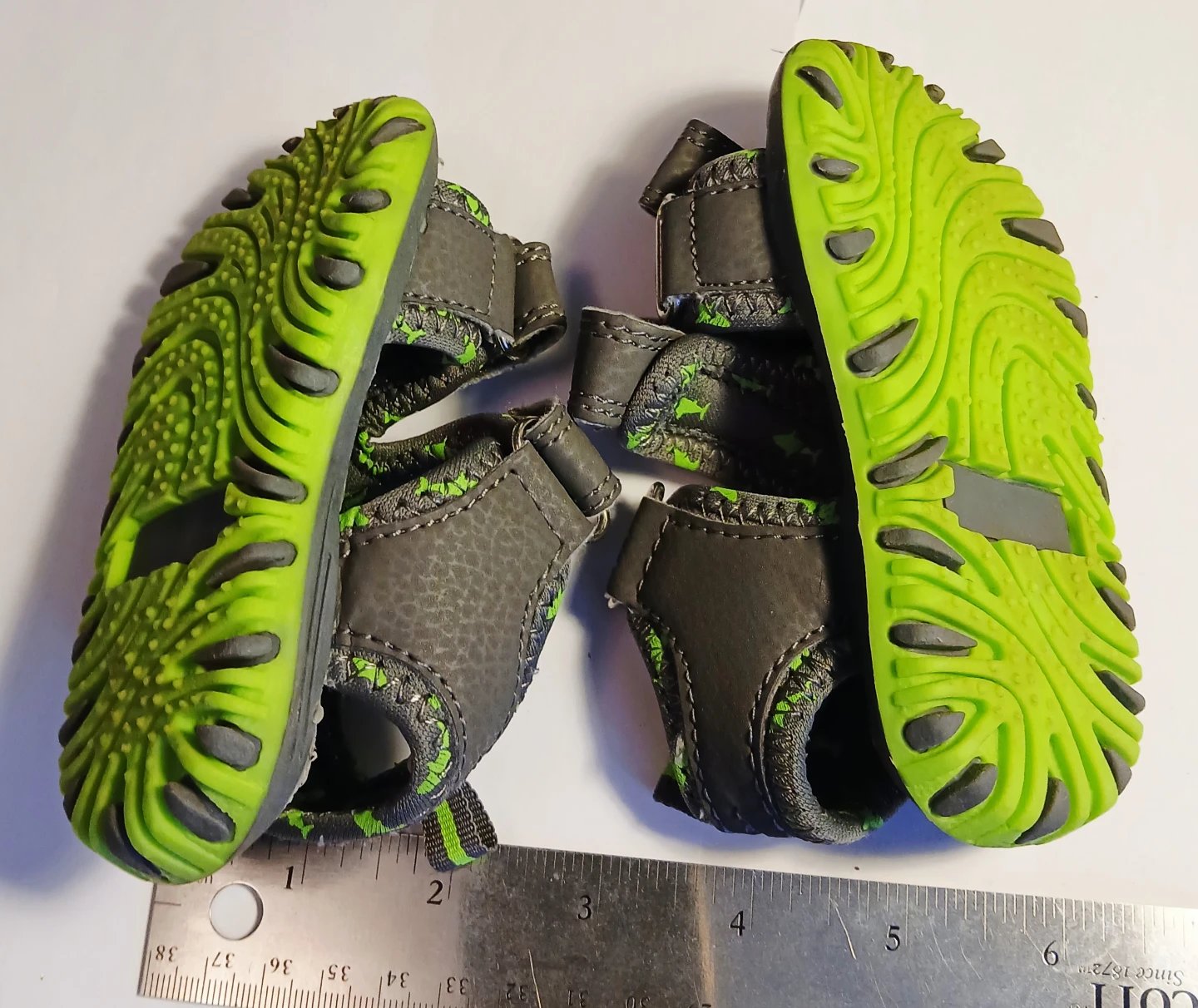 Kids Grey & Green Shark Sandals - photo 4