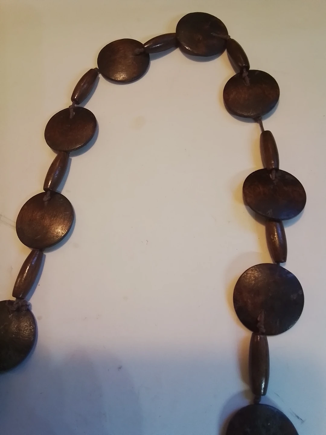 Vintage Boho Organic Flat Wood Disc Statement Necklace - photo 5