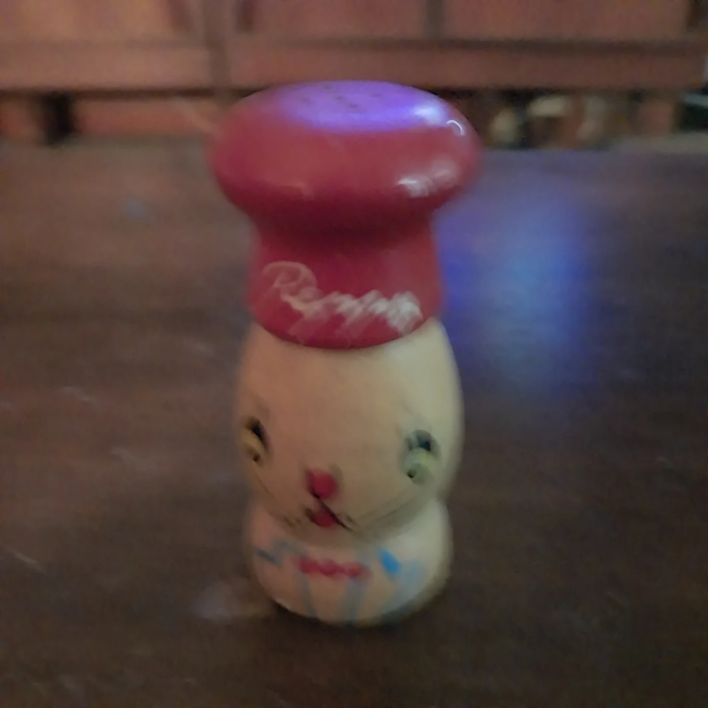 Vintage Wooden Salt or Pepper Shaker - Bunny Chef Design