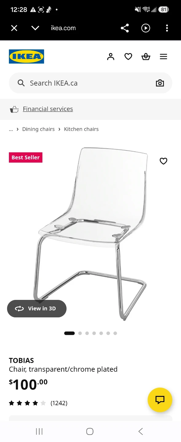 IKEA TOBIAS Chair - Transparent/Chrome - photo 3