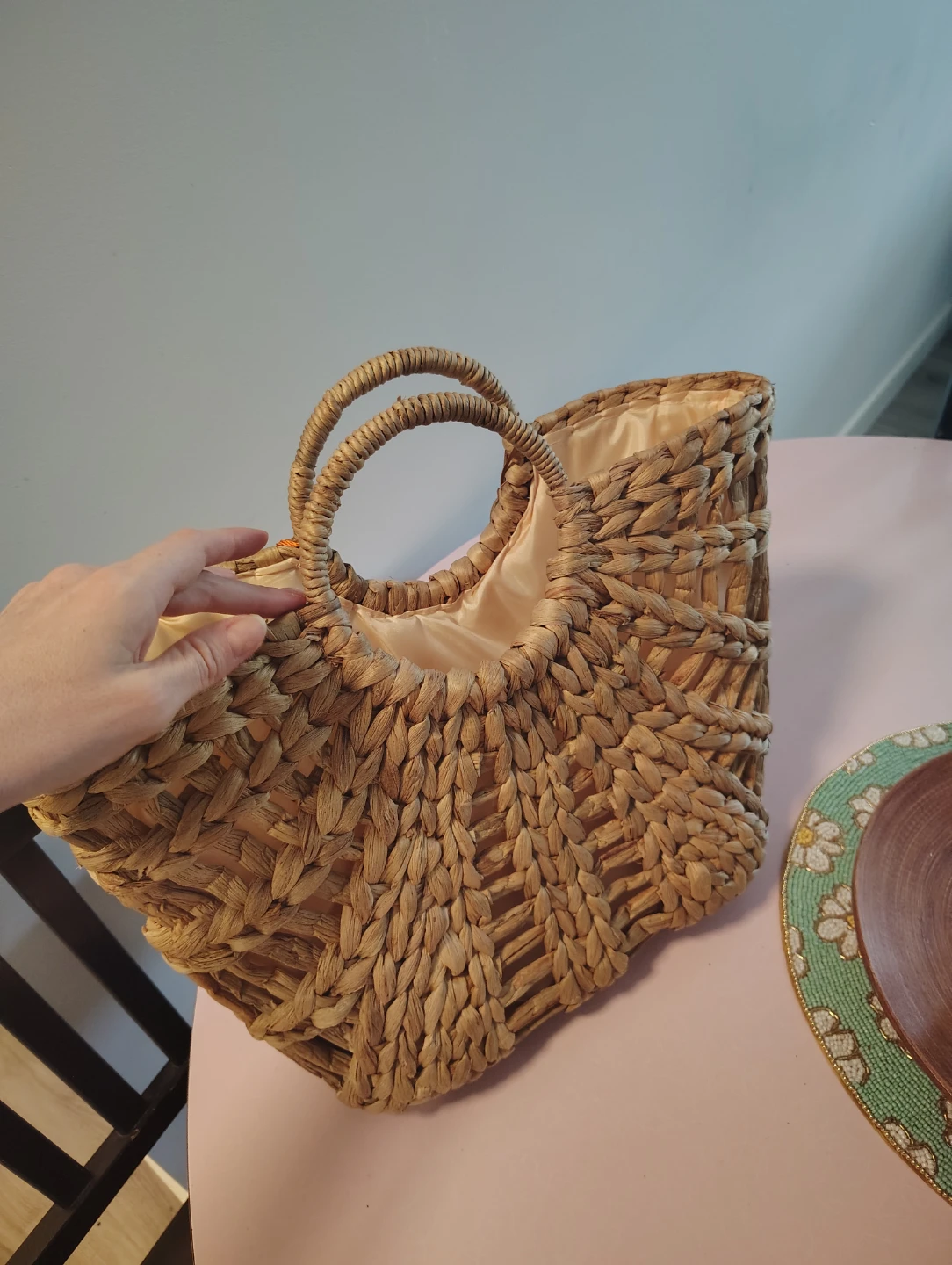 Woven Straw Tote Bag with Orange Tassel - photo 2