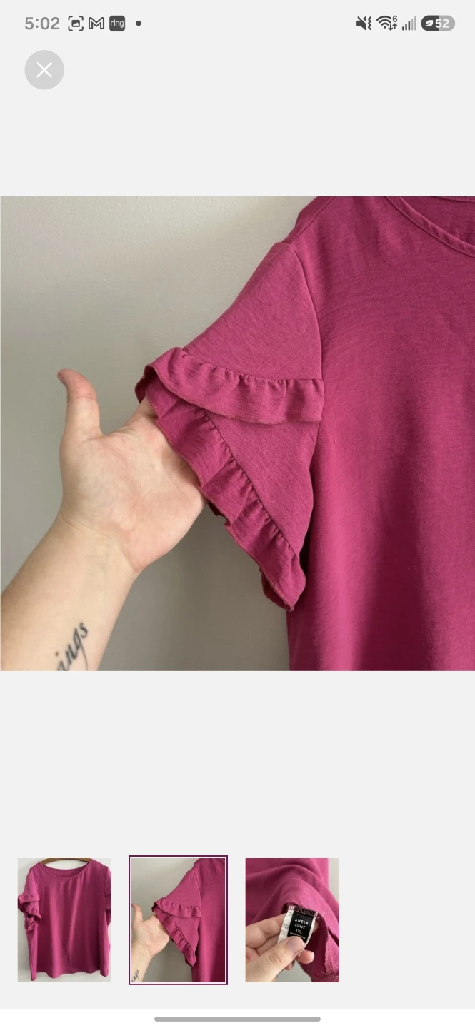 SHEIN Curve Pink Ruffle Sleeve Blouse 1XL - photo 2