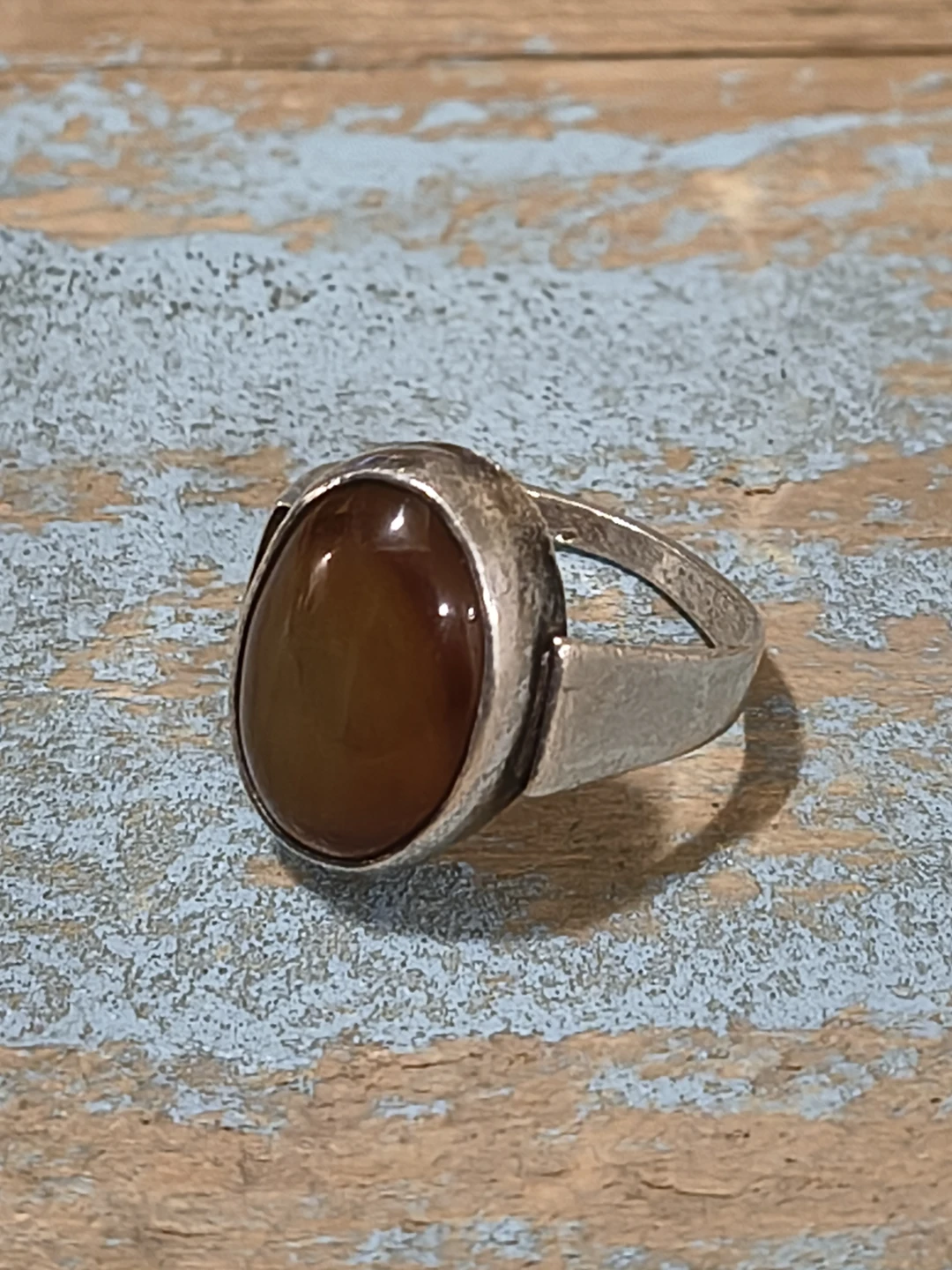 Vintage Oval Brown Cabochon Stone Ring