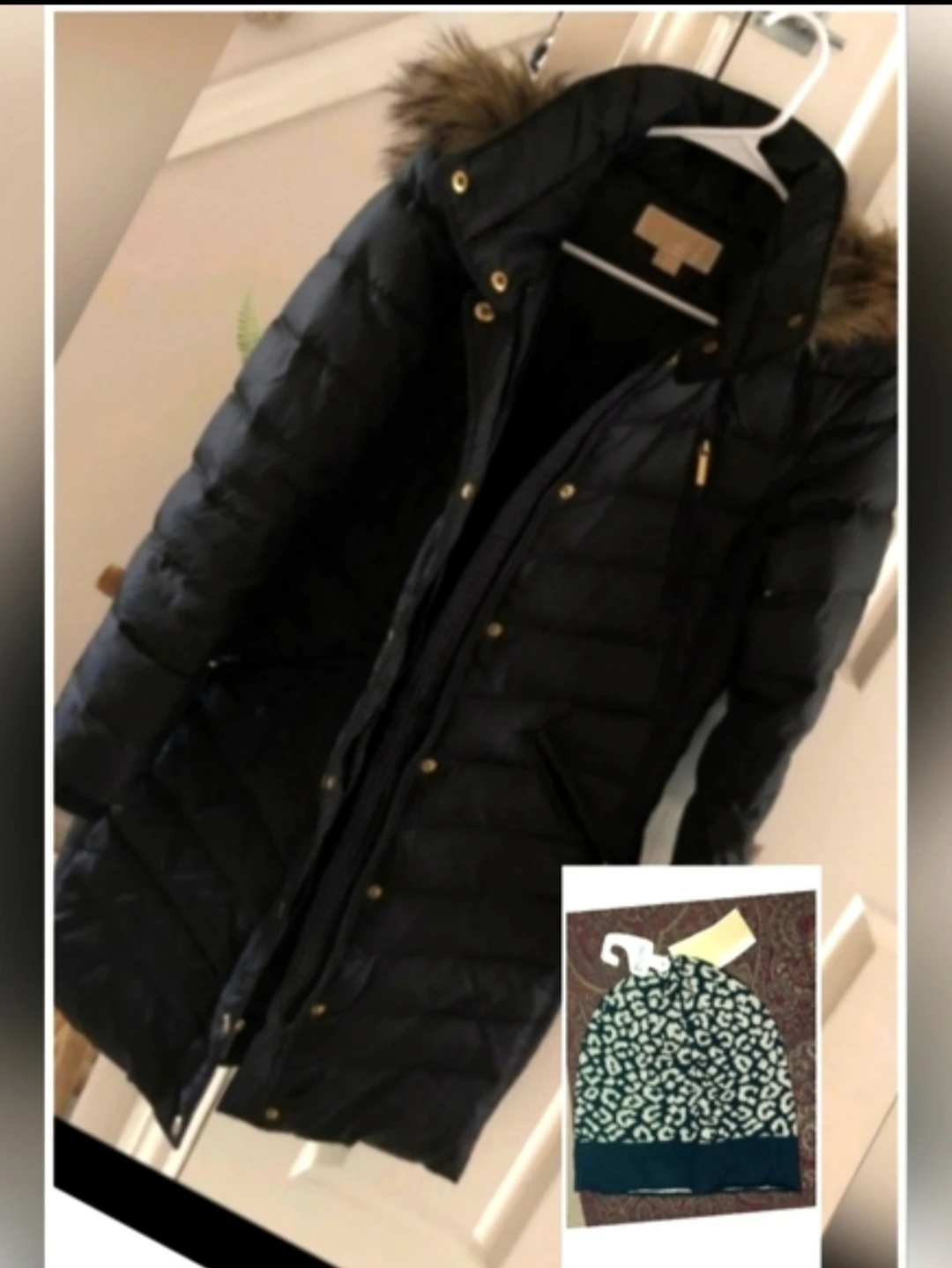 Michael Kors Puffer Coat w/ Fur Trim NWT MK Cap