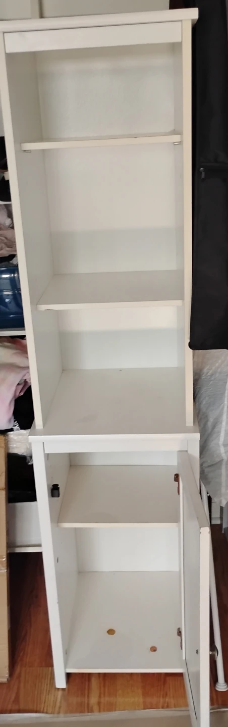 White/cream Tall Storage Cabinet with Shelves - photo 2
