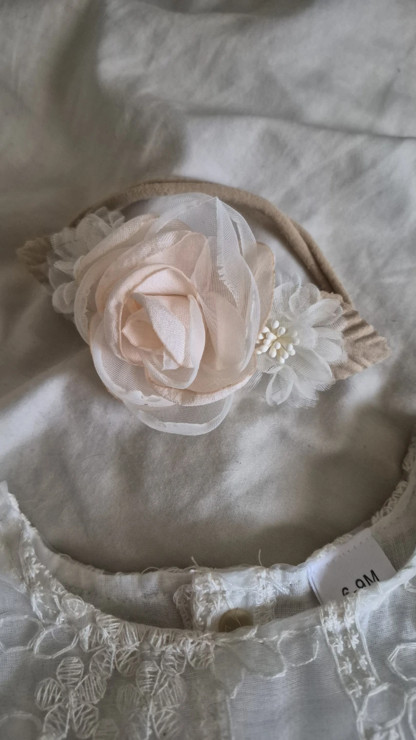 White Lace Baby Dress with Headband - photo 3