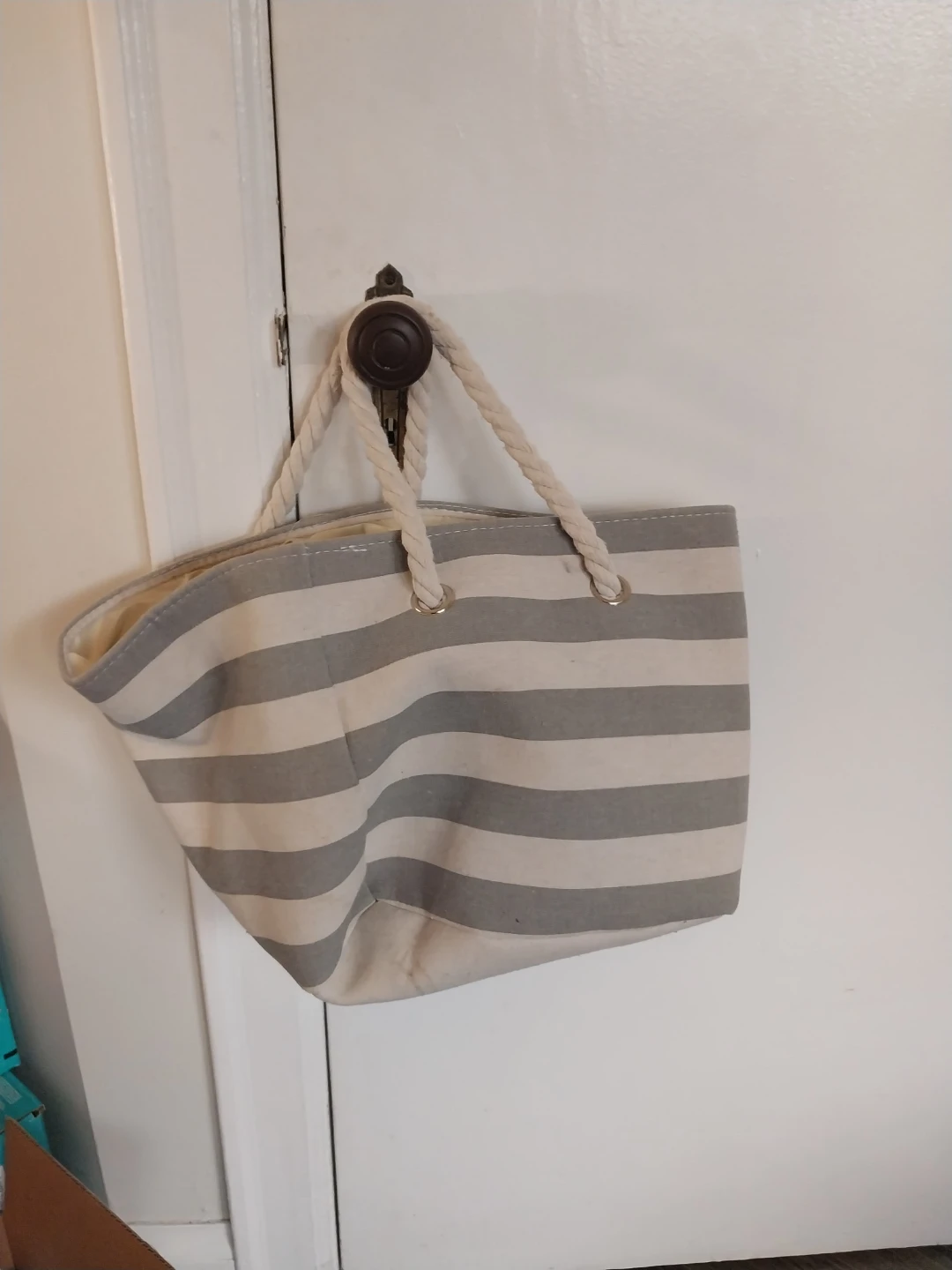 Striped Storage Basket with Rope Handles - photo 2