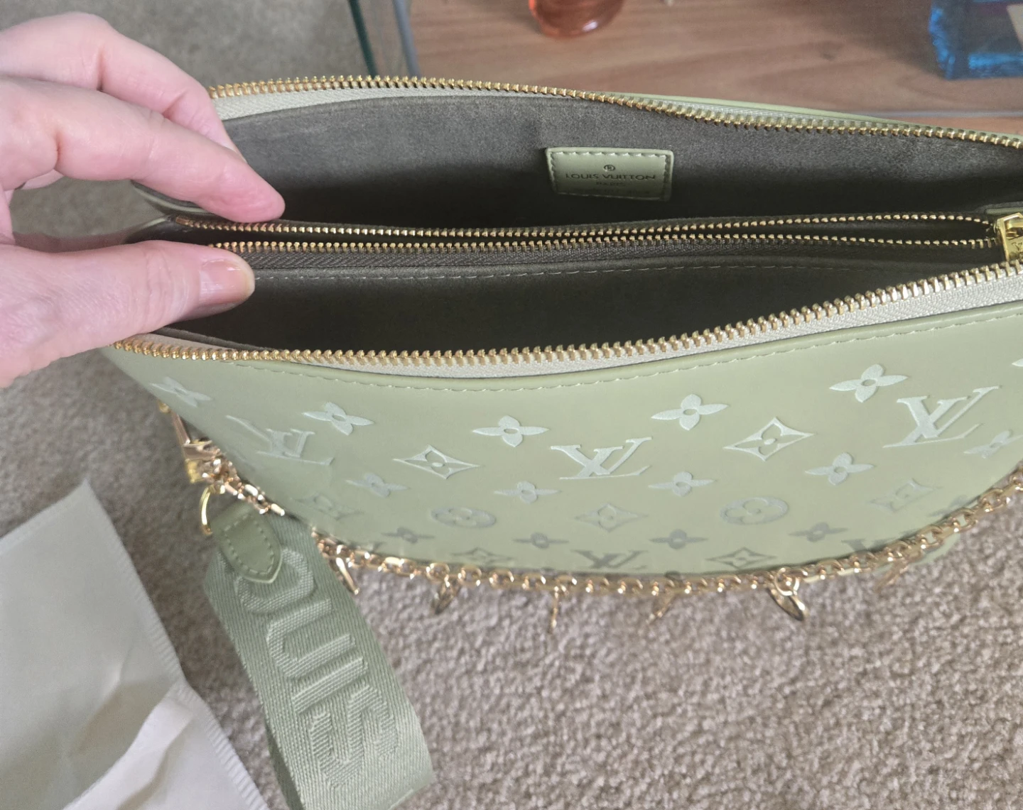 L V Monogram Pouch Bag - Light Green - photo 2
