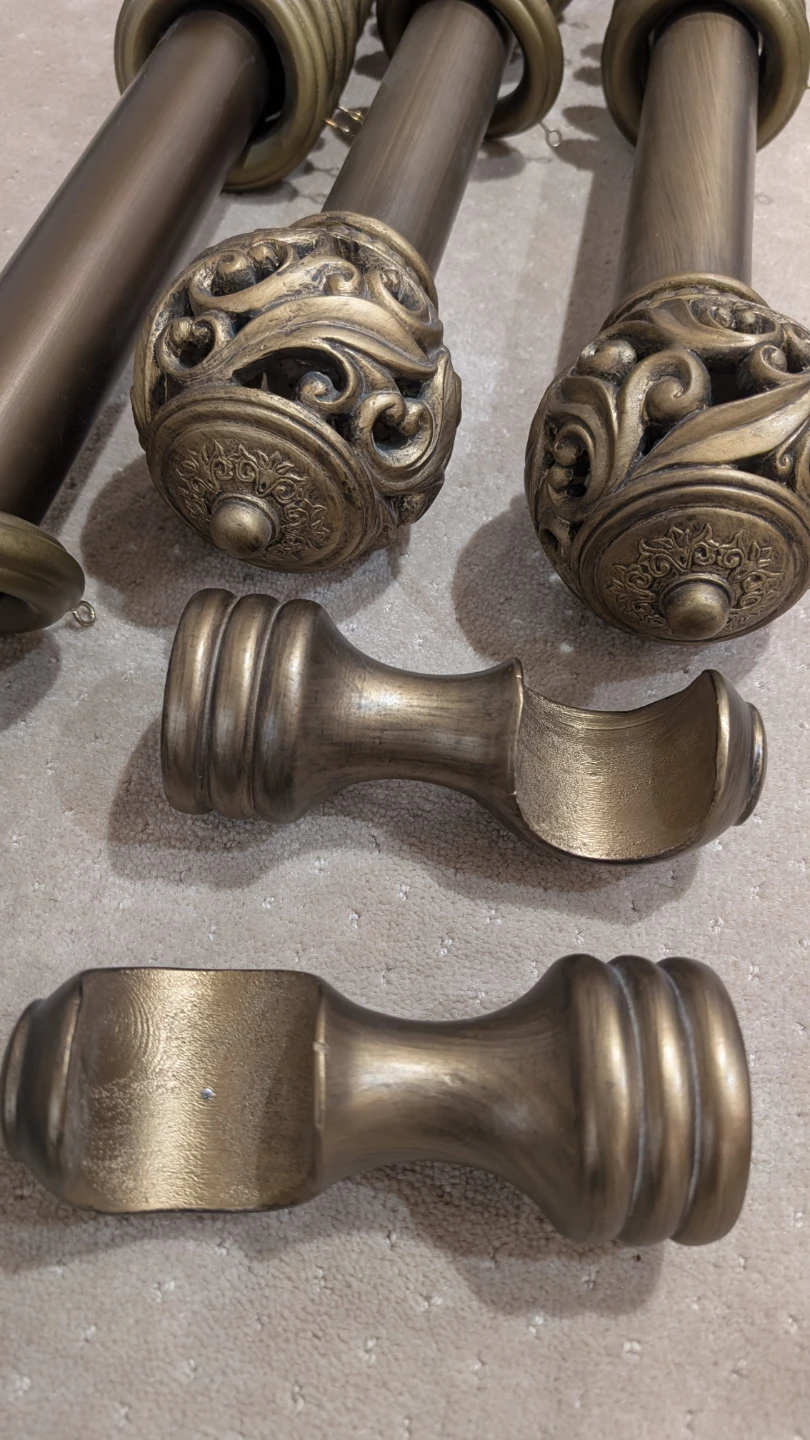 Ornate Curtains, custom wood-carved finials/rod & Bracket Sets - photo 3