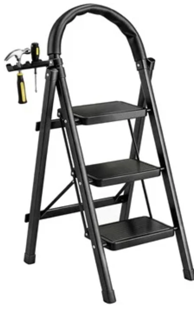 3-Step Folding Ladder with Tool Holder