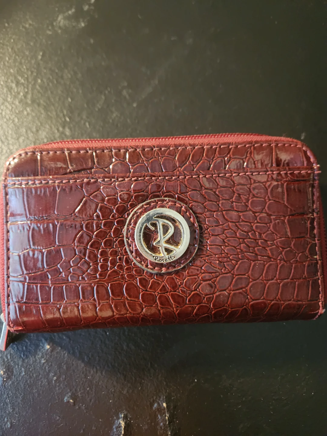 Rosetti Red Croc-Embossed Zip-Around Wallet