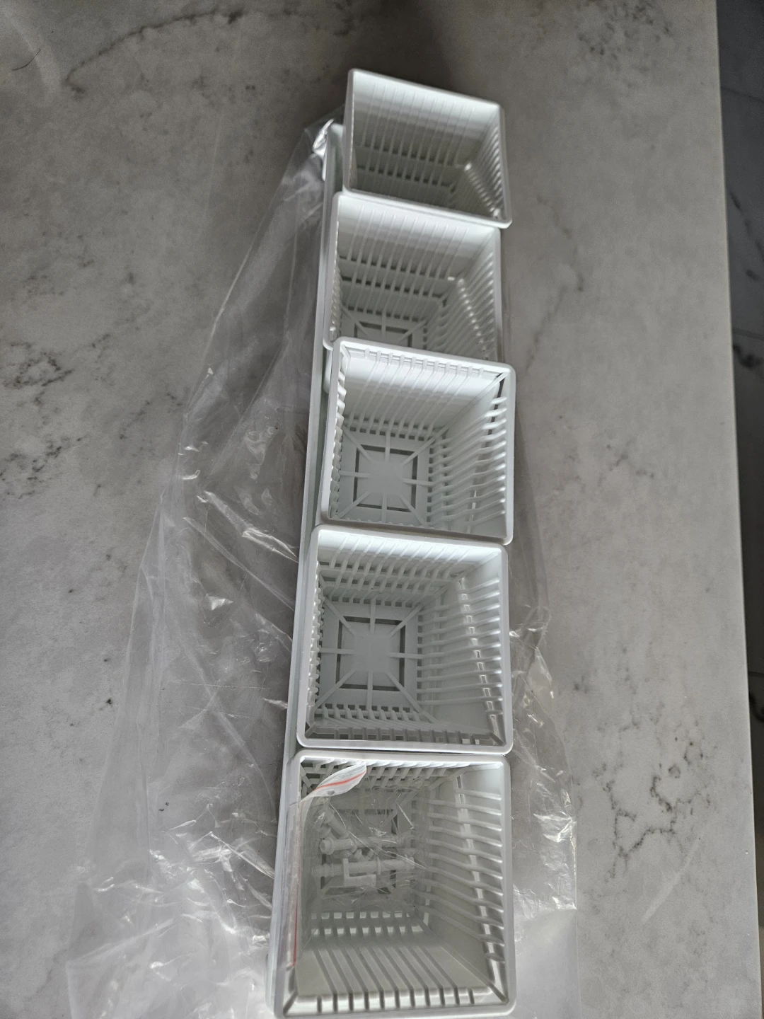 White Plastic Square Planter Pots with Tray