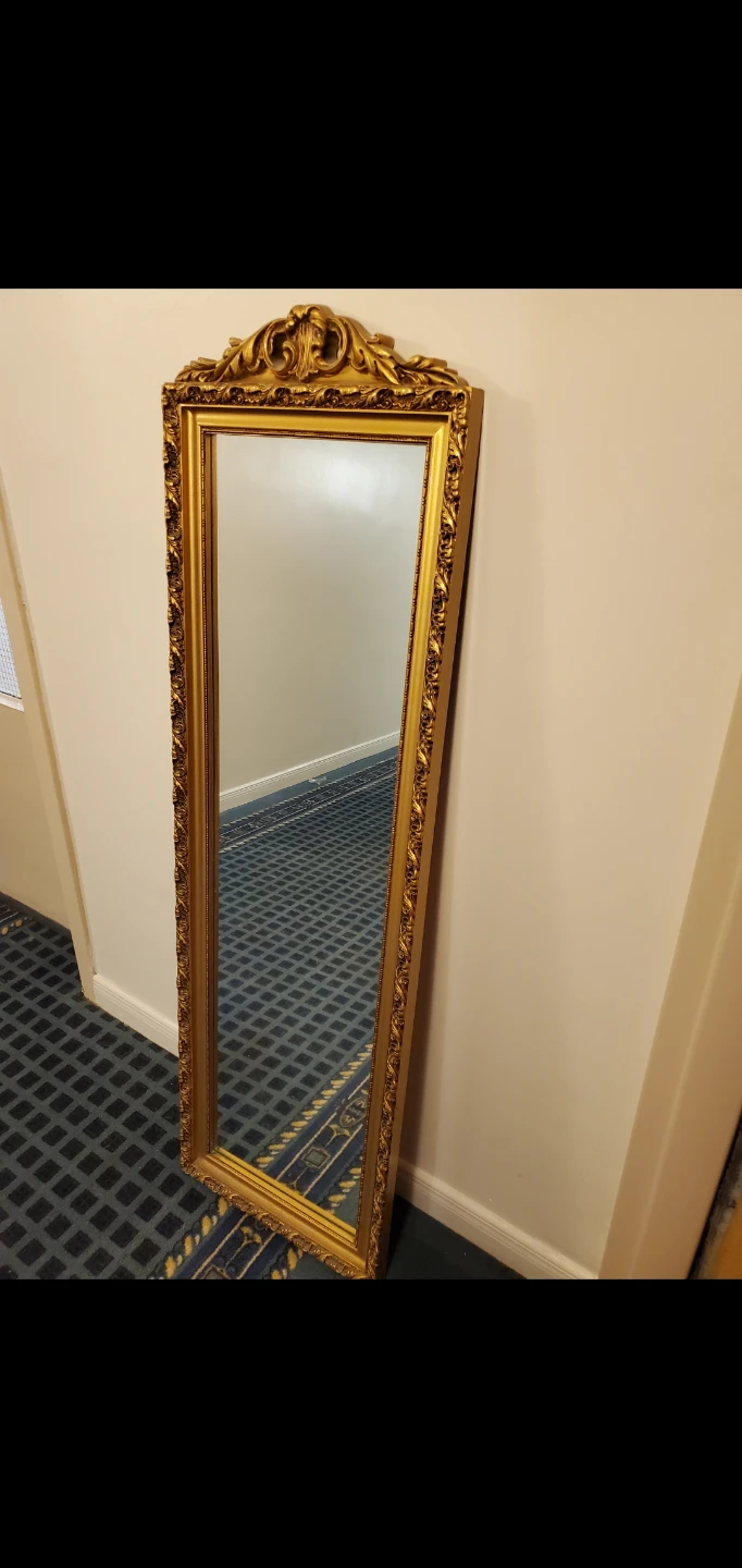 Antique wooden gold frame mirror