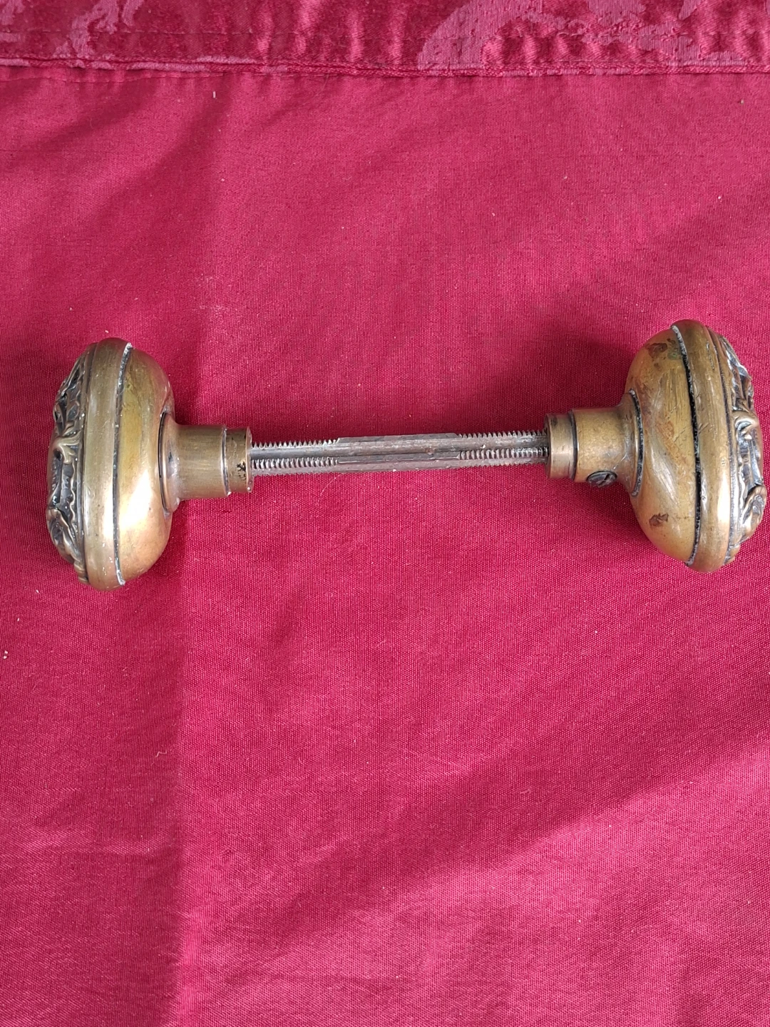 Antique Brass Doorknob Set with Decorative Detailing - photo 2