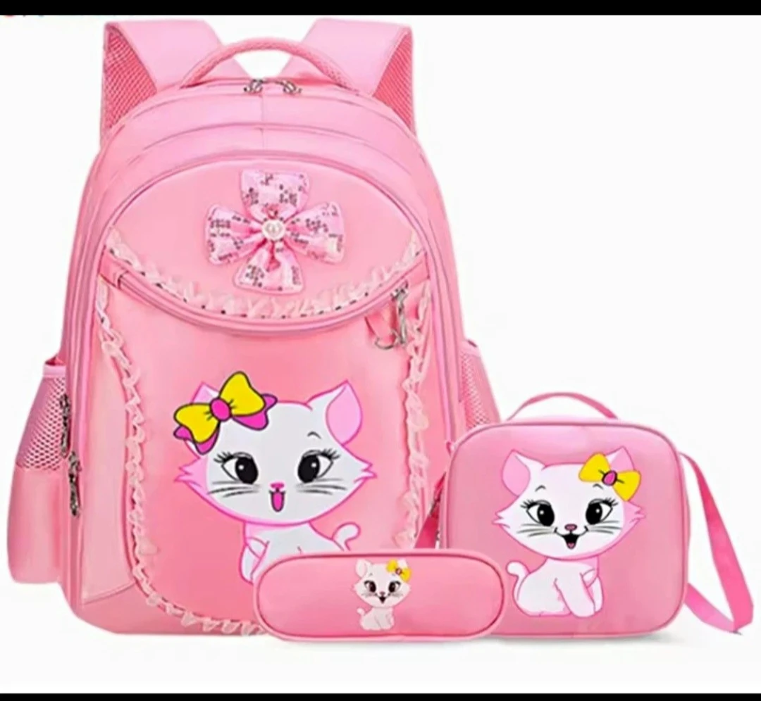 Pink Cat Backpack Set with Lunch Bag and Pencil Case