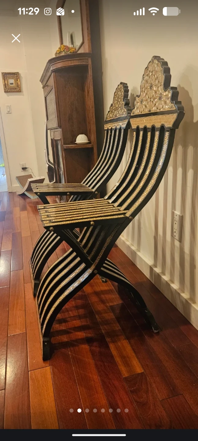 Pair of Decorative Folding Chairs - photo 2