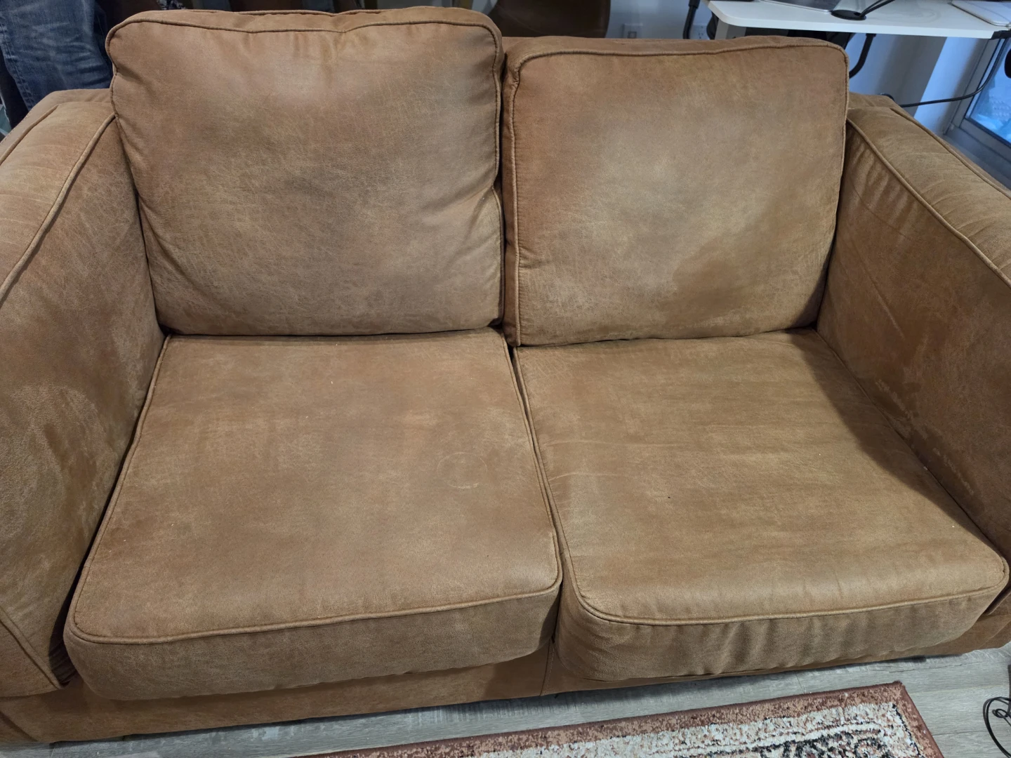 Ashley Brown Faux Leather Sofa Set - photo 2