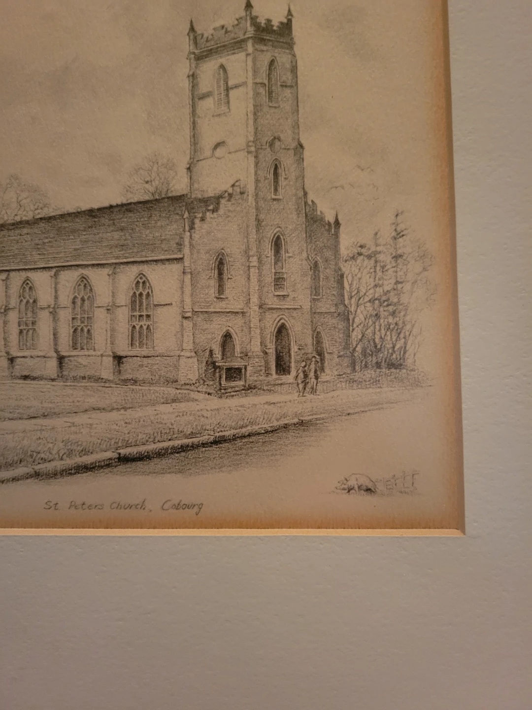 Original Pencil Drawing of St. Peter's Church, Cobourg, Ontario - photo 2