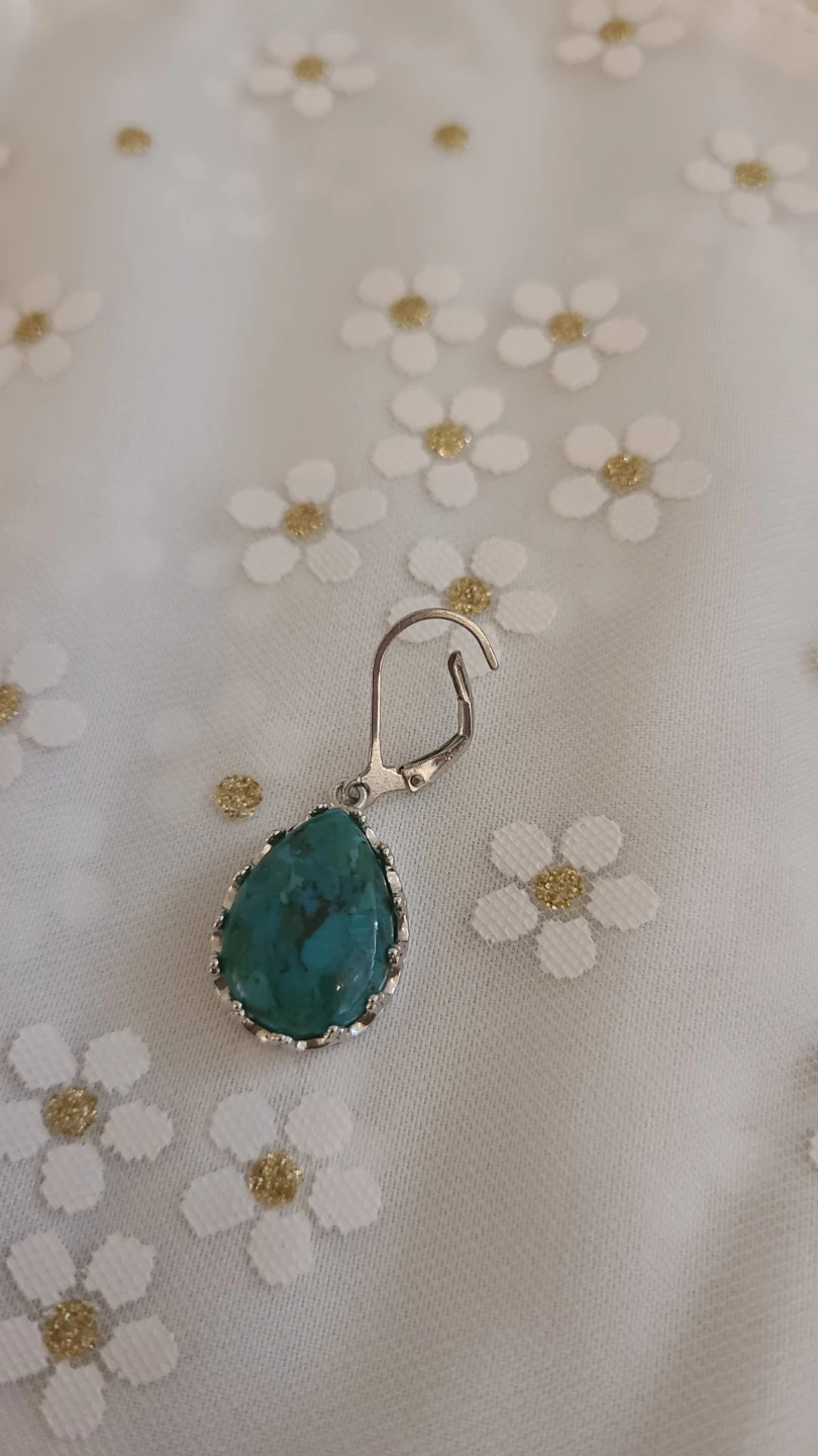 Sterling Silver Turquoise Teardrop Earrings - photo 5