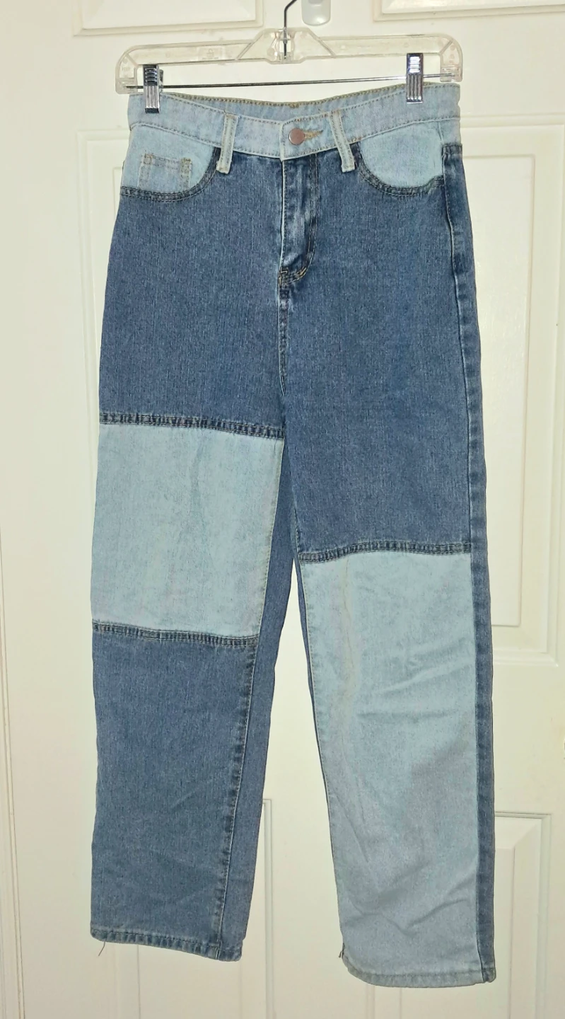 Highwaisted Patchwork Denim Jeans - photo 2