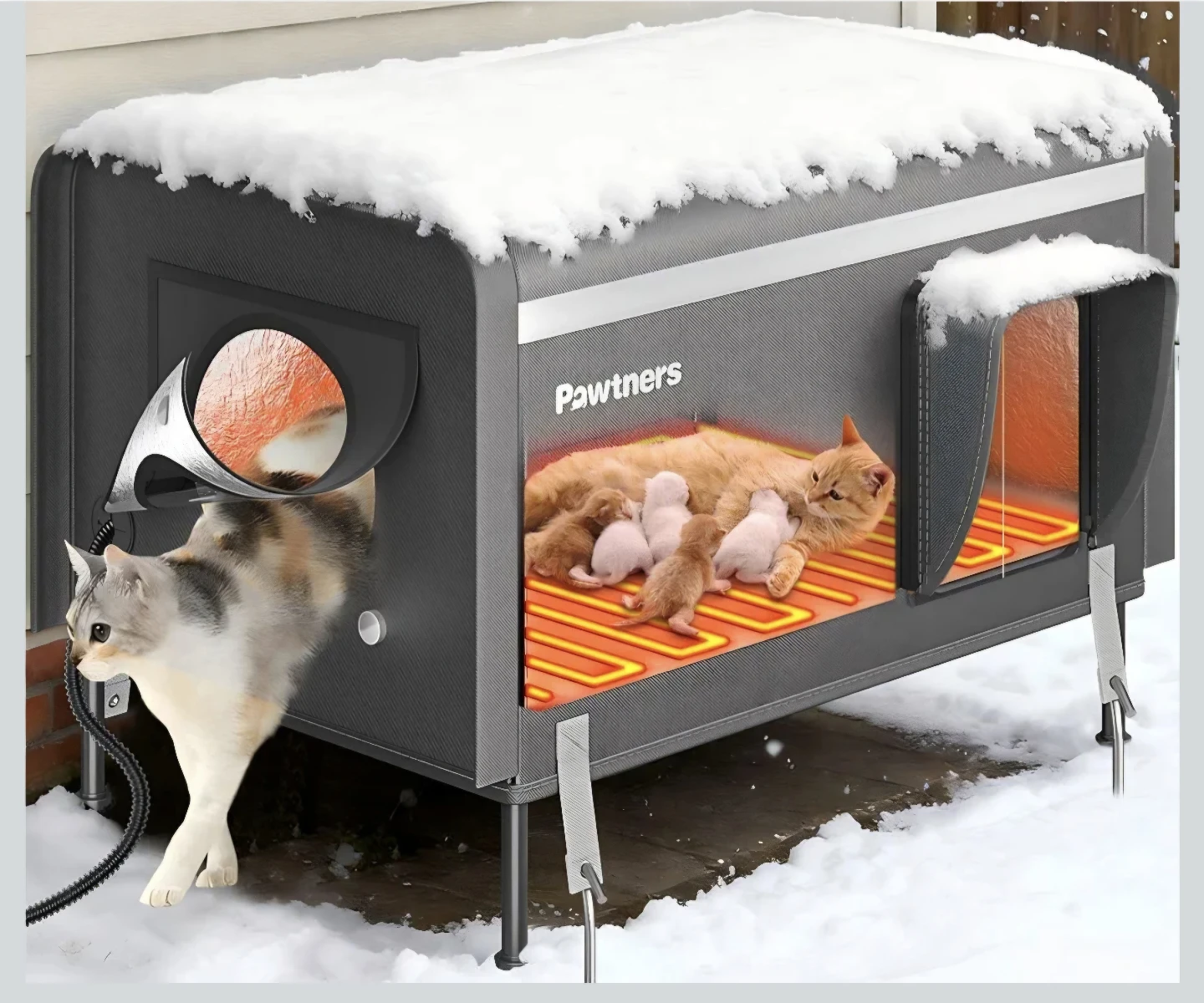 Pawtners Heated Cat House for Multiple Cats