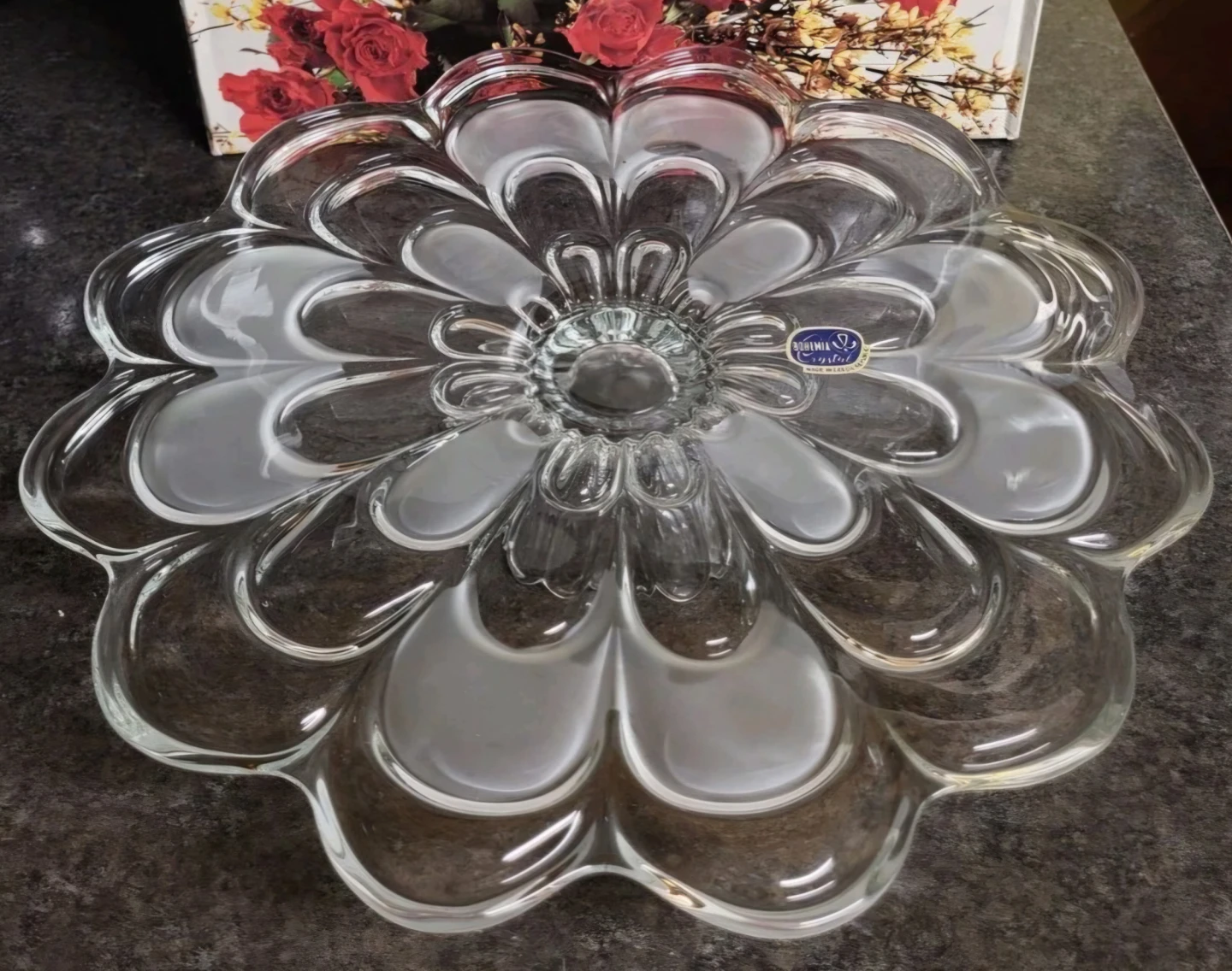 Toscana Crystal Footed Flower Serving Dish  / Cake Stand - photo 2