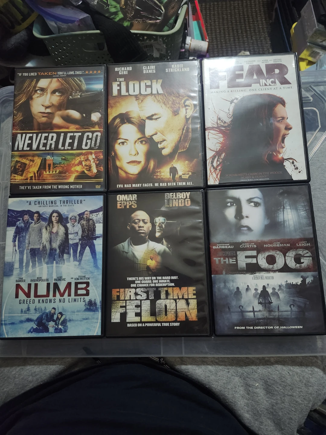 Lot of 6 DVDs: Never Let Go, The Flock,