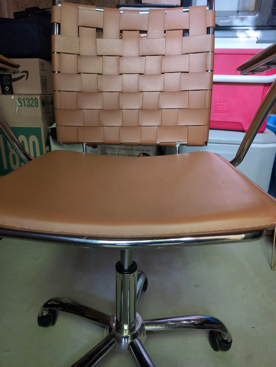 Brown Faux Leather Office Chair - photo 3